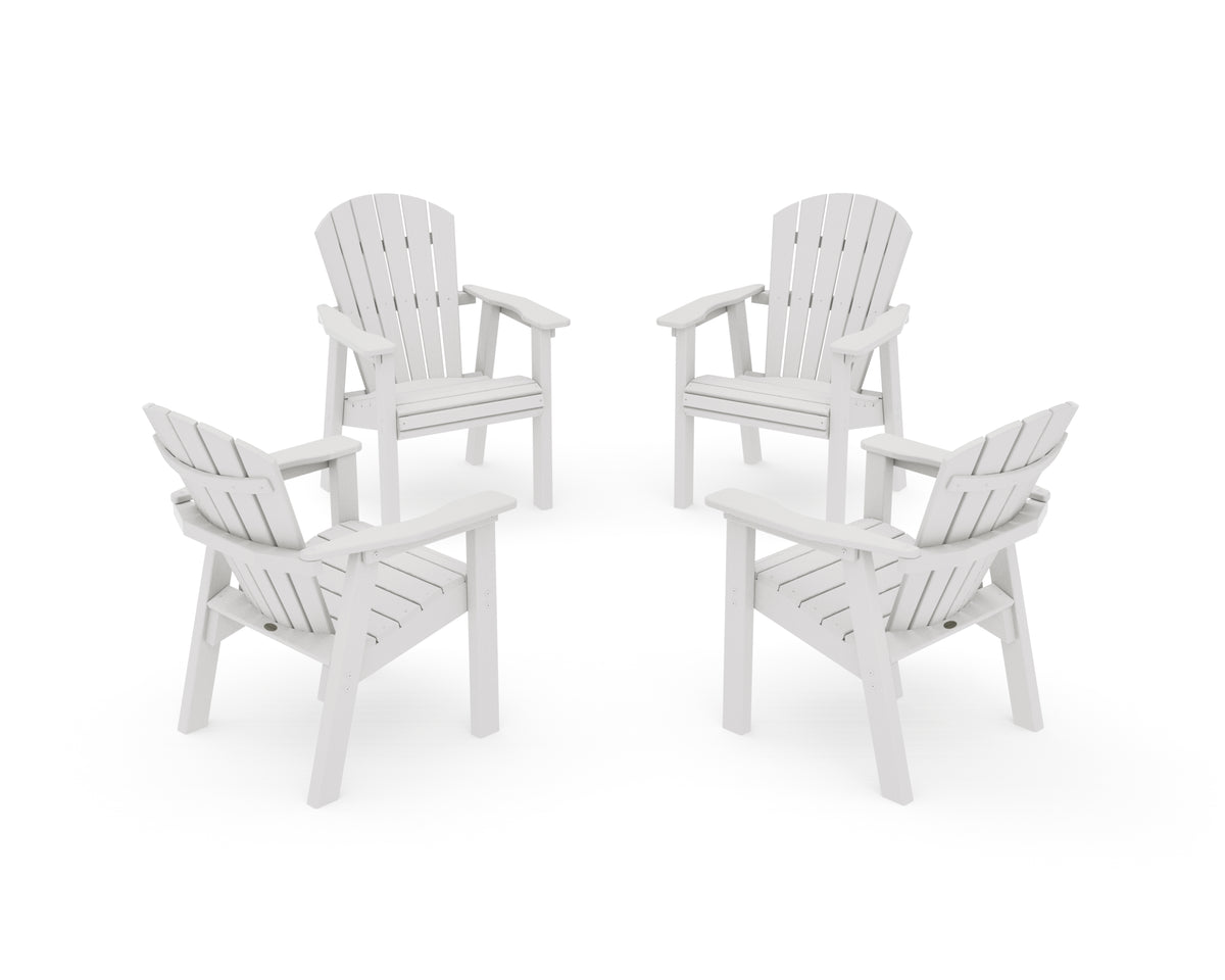 POLYWOOD Seashell 4-Piece Upright Adirondack Conversation Set in Vintage White