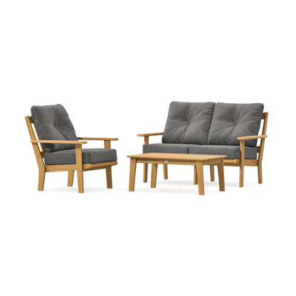 POLYWOOD Oxford 3-Piece Deep Seating Set with Loveseat in Natural