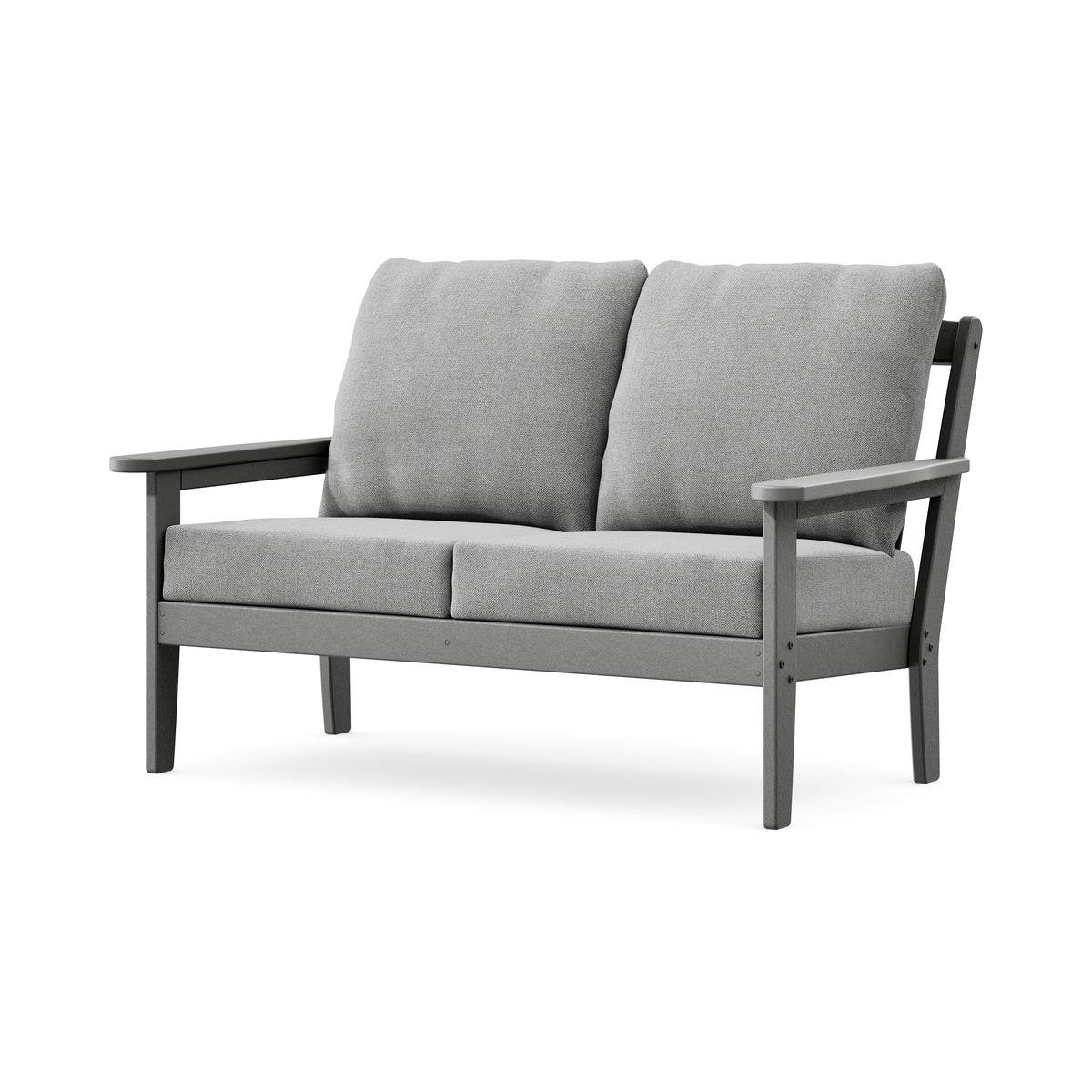 POLYWOOD Cottage Deep Seating Loveseat in Slate Grey / Grey Mist