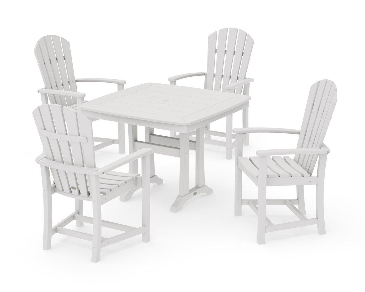 POLYWOOD Palm Coast 5-Piece Dining Set with Trestle Legs - 37" Table in Vintage White