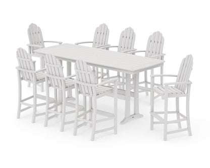 POLYWOOD Classic Adirondack 9-Piece Bar Set with Trestle Legs in Vintage White