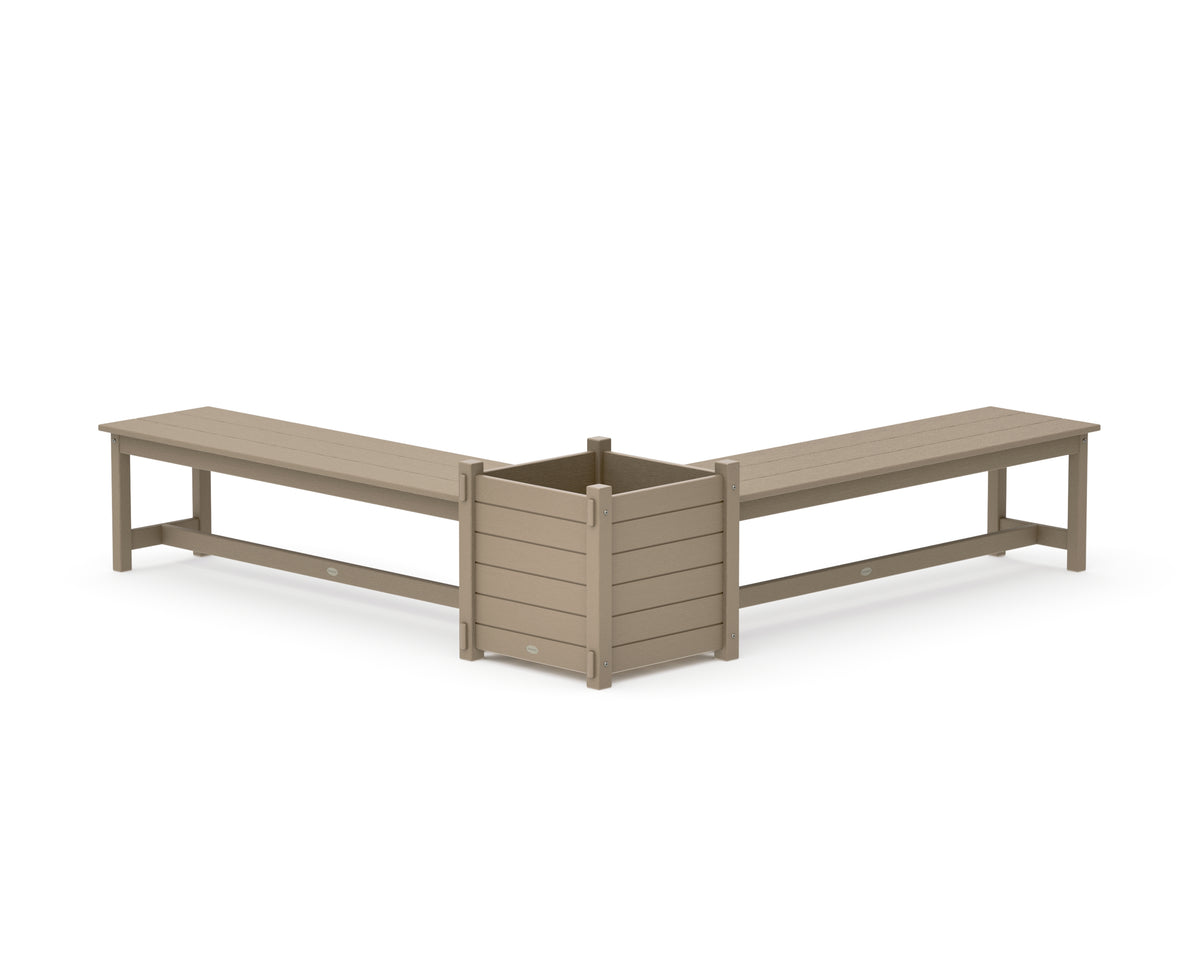 POLYWOOD 60" Nautical L-Shaped Planter Bench Set - Large in Vintage Sahara