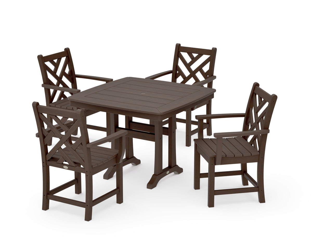 POLYWOOD Chippendale 5-Piece Dining Set with Trestle Legs - 37" Table in Kona
