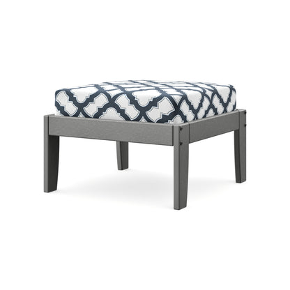 POLYWOOD Modular Ottoman - Classic in Slate Grey / Trellis Marine Indigo