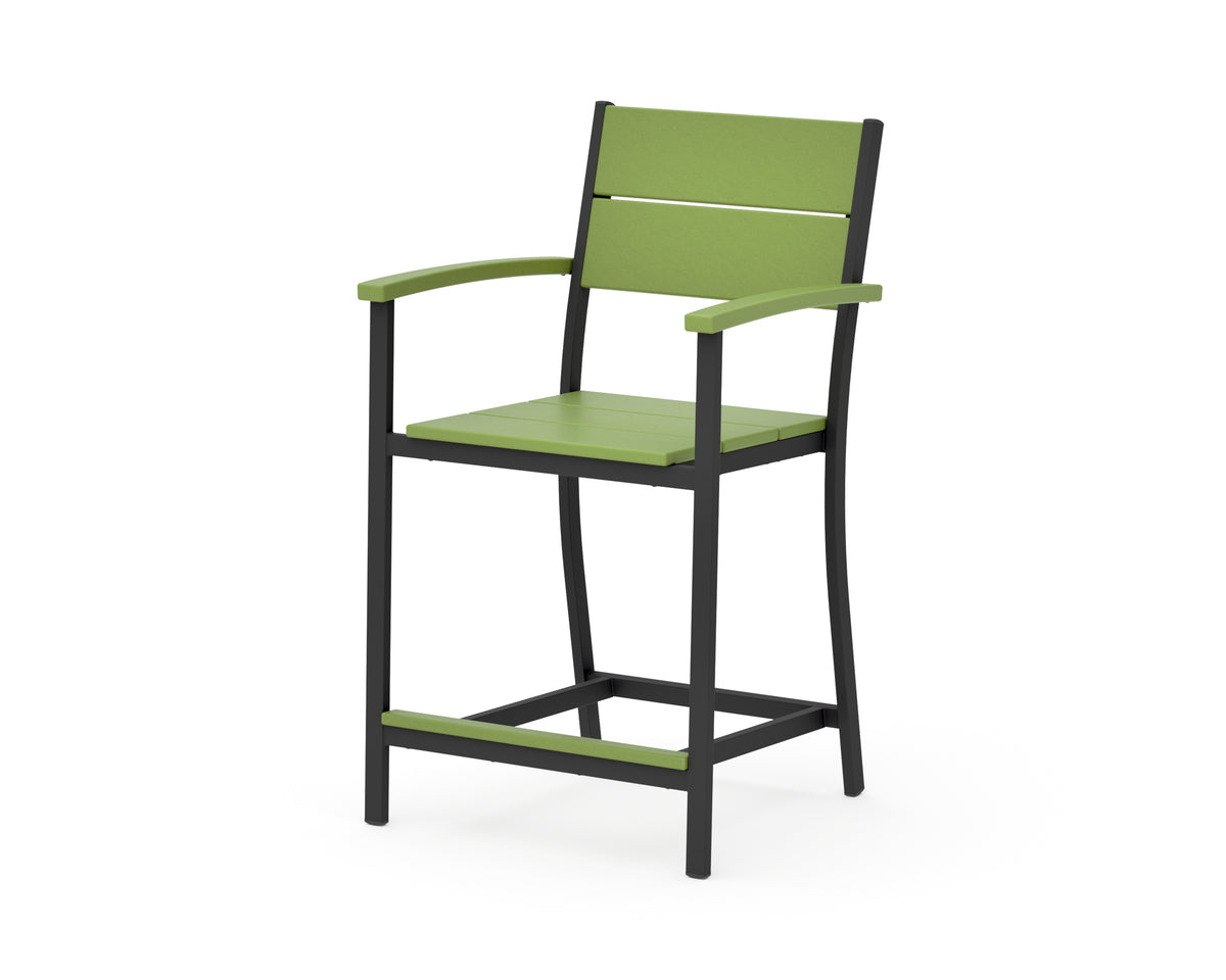 POLYWOOD Main Street Counter Arm Chair in Black / Lime