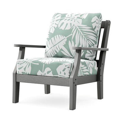 POLYWOOD Chinoiserie Deep Seating Chair in Slate Grey / Leaf Glacier Spa