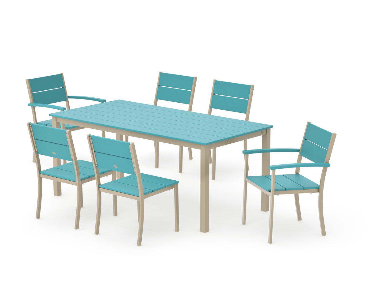 POLYWOOD Main Street 7-Piece Dining Set with Main Street 36" x 72" Dining Table in Sand / Aruba