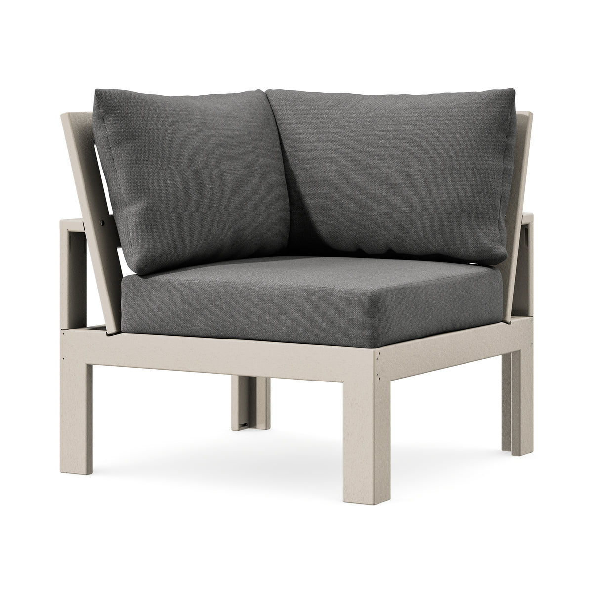 POLYWOOD Modular Corner Chair in Sand / Ash Charcoal