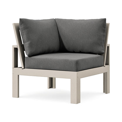 POLYWOOD Modular Corner Chair in Sand / Ash Charcoal