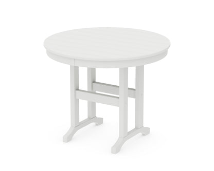 POLYWOOD 36" Round Farmhouse Dining Table in White