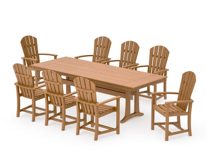 POLYWOOD Palm Coast 9-Piece Farmhouse Dining Set with Trestle Legs in Natural