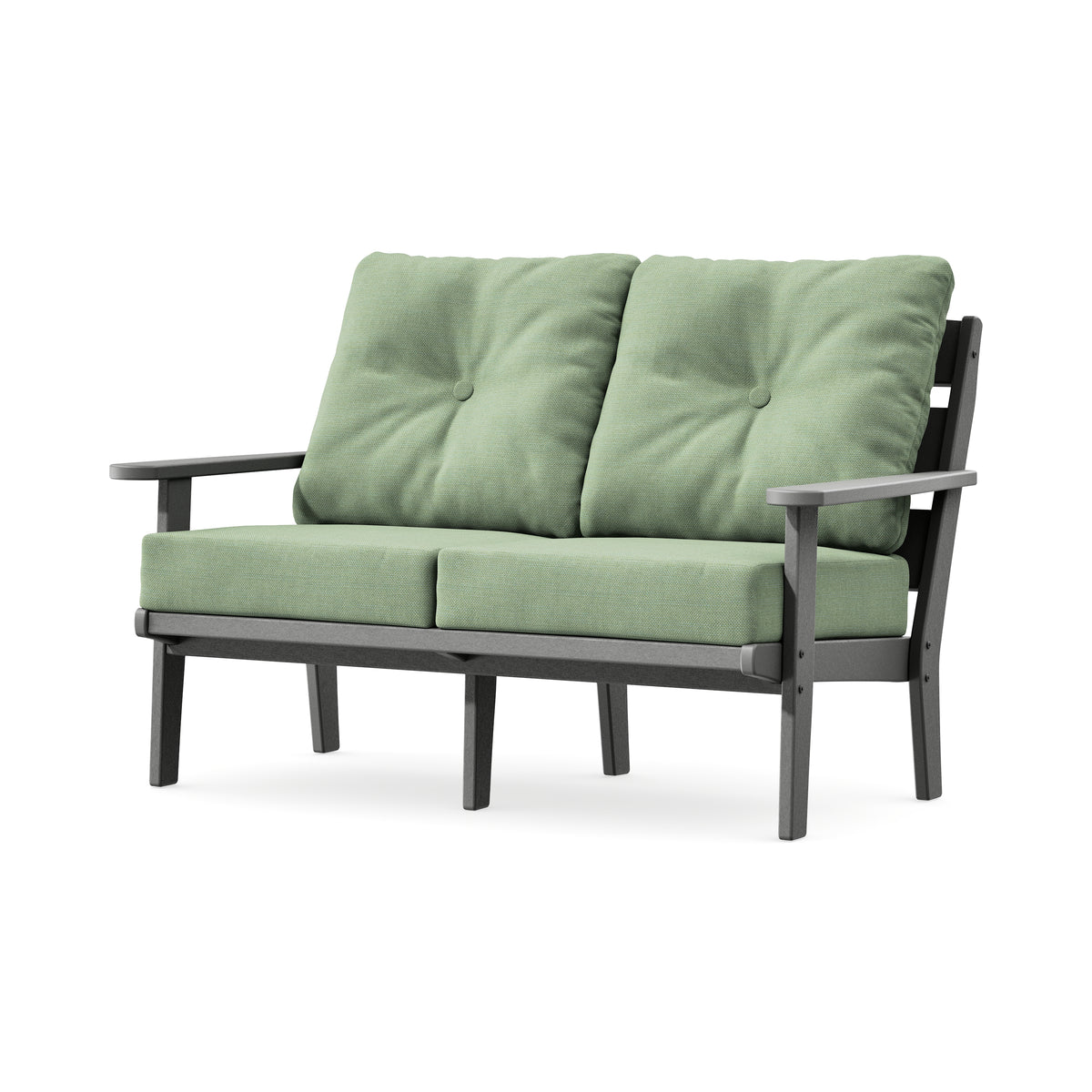 POLYWOOD Lakeside Deep Seating Loveseat in Slate Grey / Exhale Rainwashed
