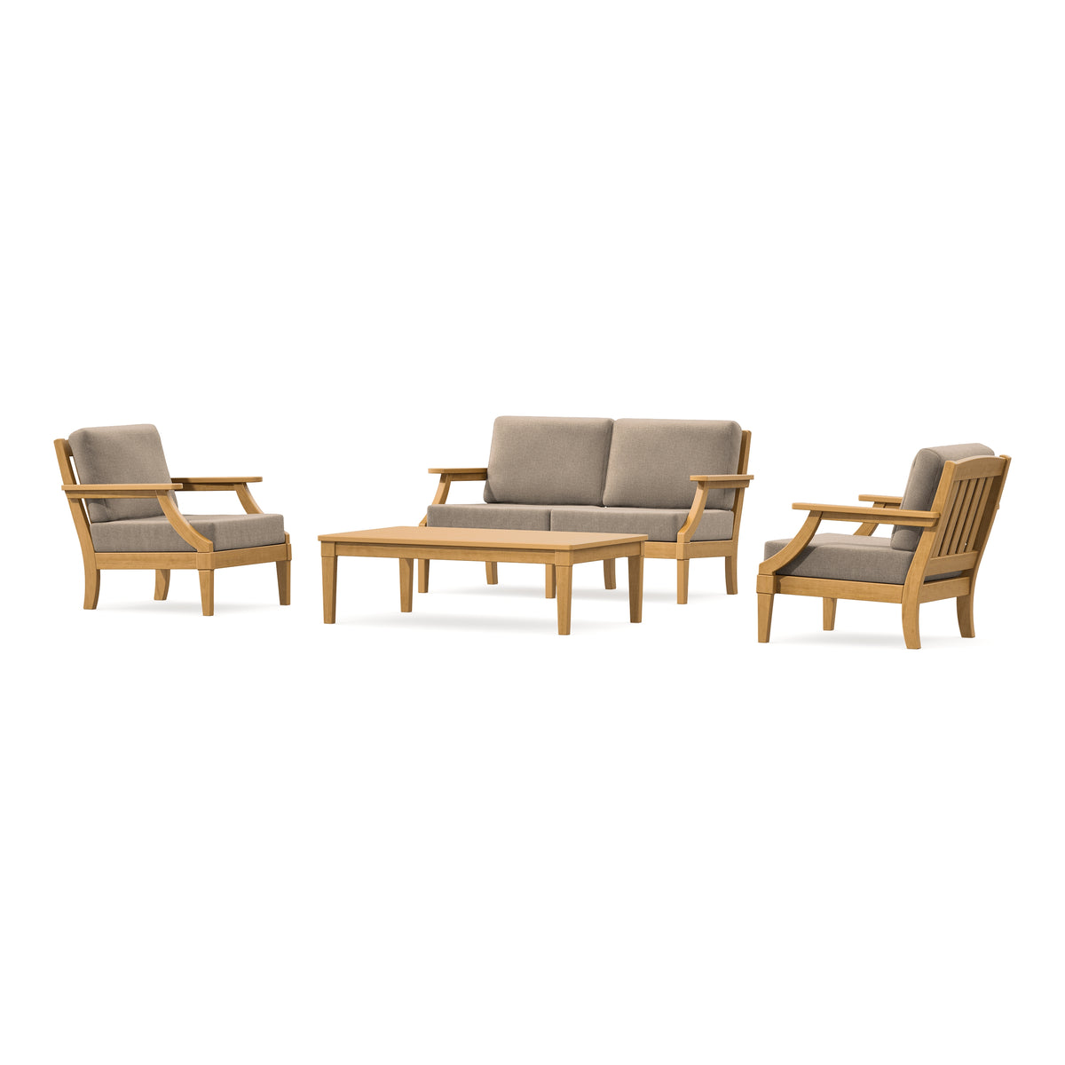 POLYWOOD PW Designer Series Estate Lounge 4-Piece Loveseat Set in Natural / Spiced Burlap