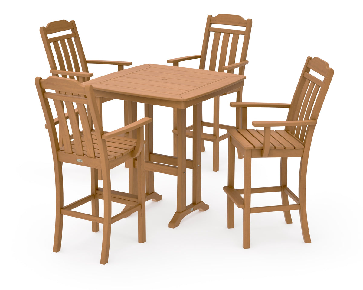 POLYWOOD Cottage 5-Piece Bar Set with Trestle Legs in Natural