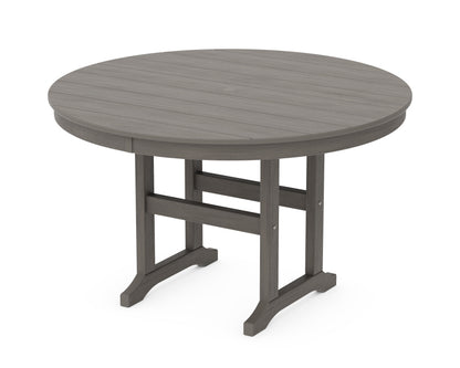 POLYWOOD 48" Round Farmhouse Dining Table in Driftwood