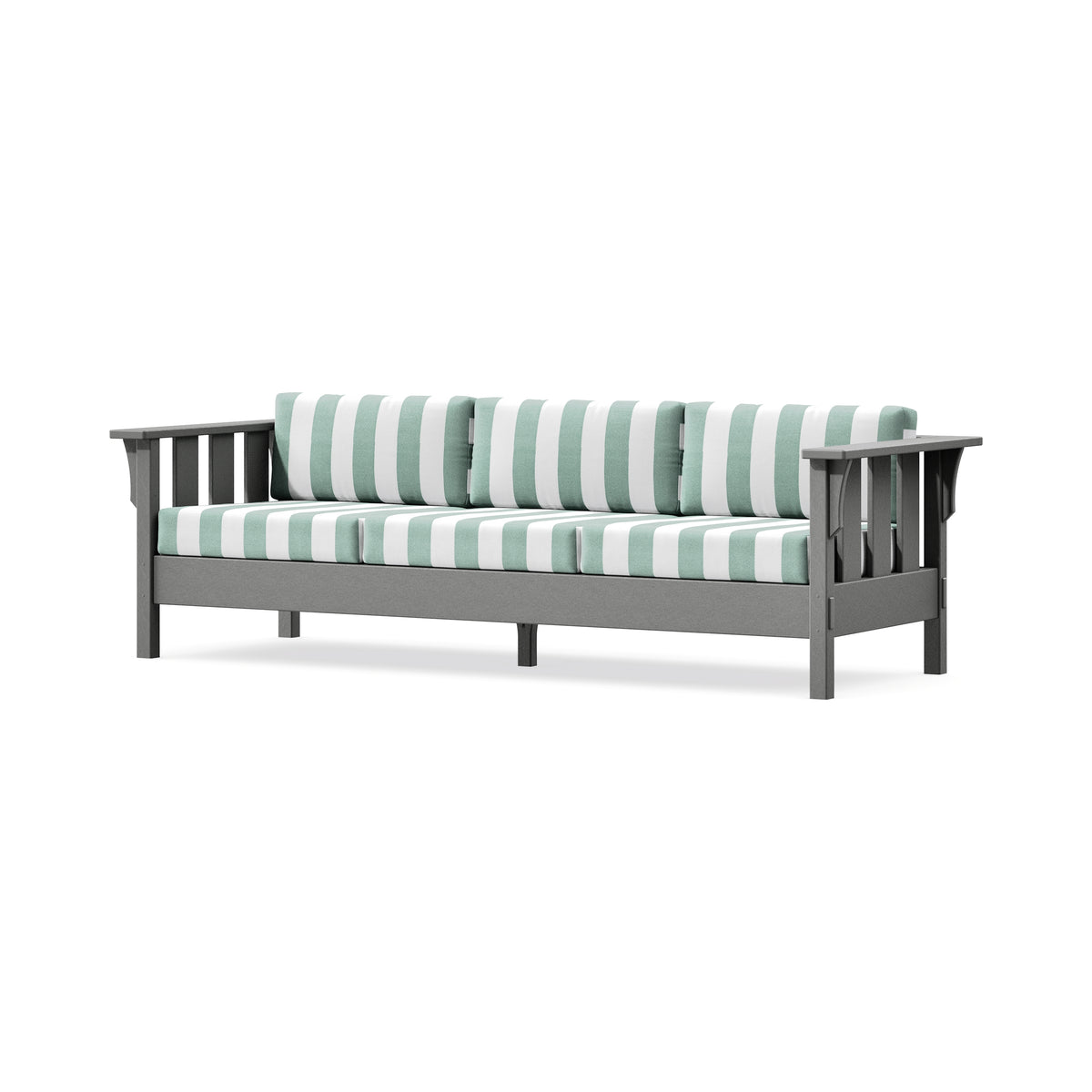 POLYWOOD Acadia Deep Seating Sofa in Slate Grey / Cabana Stripe Glacier Spa