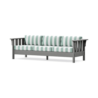 POLYWOOD Acadia Deep Seating Sofa in Slate Grey / Cabana Stripe Glacier Spa