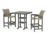 POLYWOOD Coastal Woven 3-Piece Farmhouse Bar Set with Trestle Legs in Slate Grey / Dune Grass