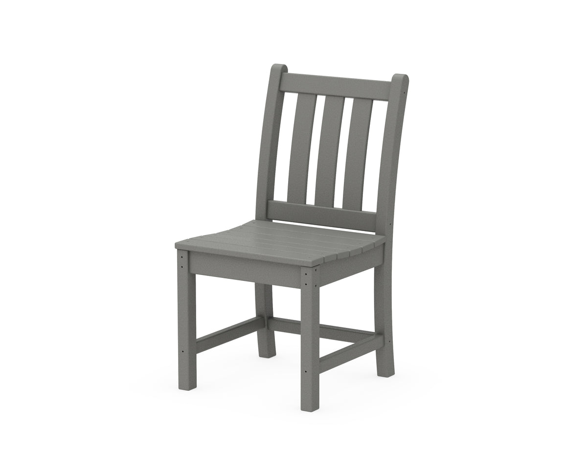 POLYWOOD Traditional Garden Dining Side Chair in Slate Grey