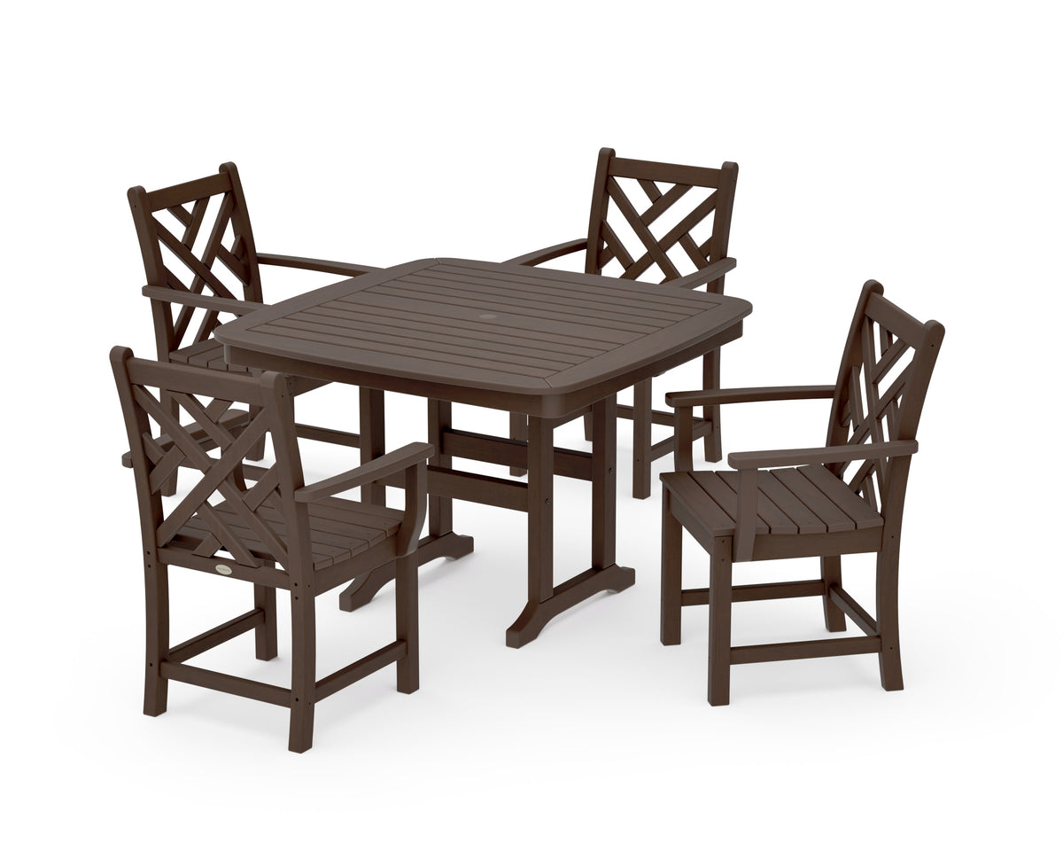 POLYWOOD Chippendale 5-Piece Dining Set with Trestle Legs - 44" Table in Kona