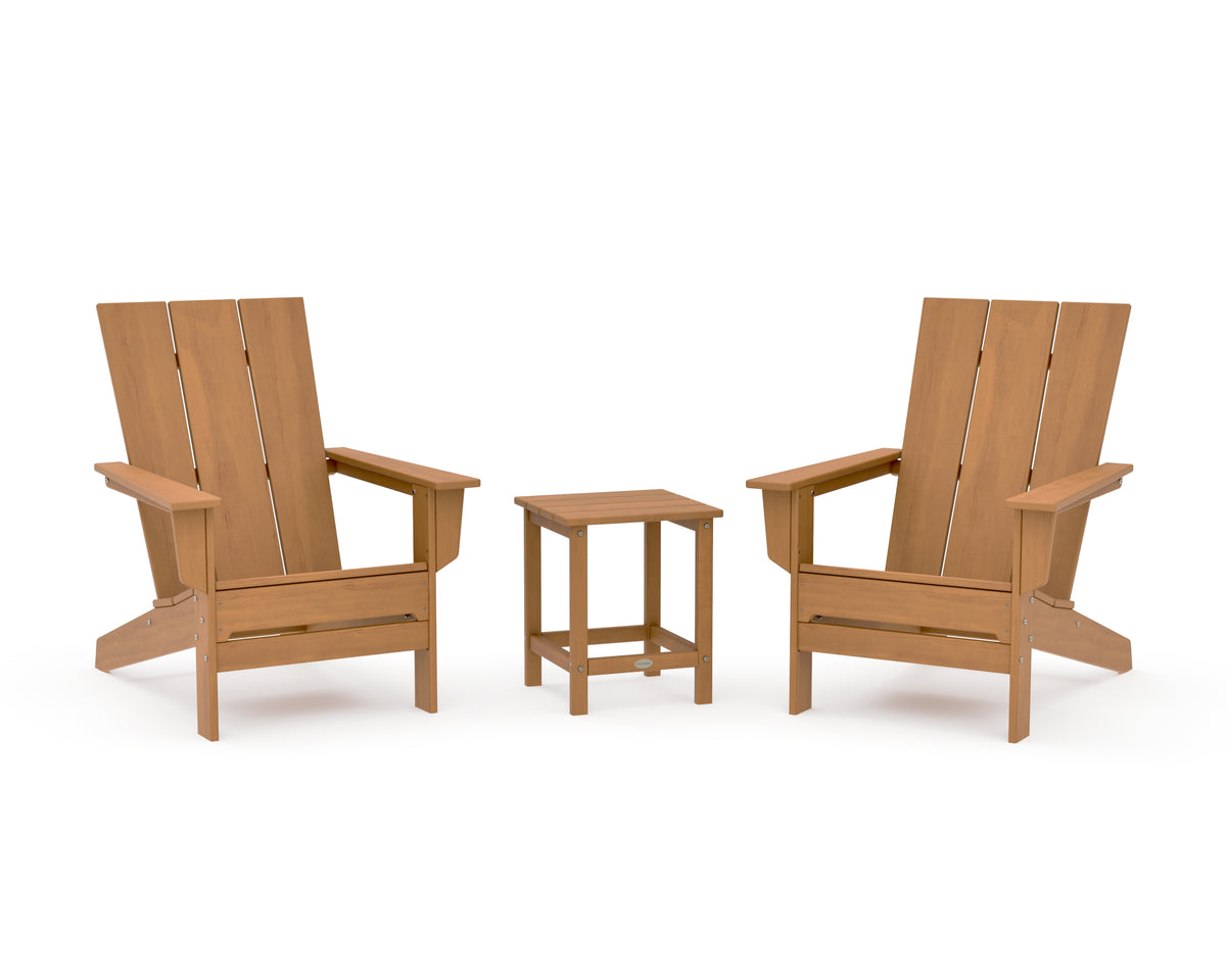 POLYWOOD 3-Piece Modern Studio Adirondack Set in Natural