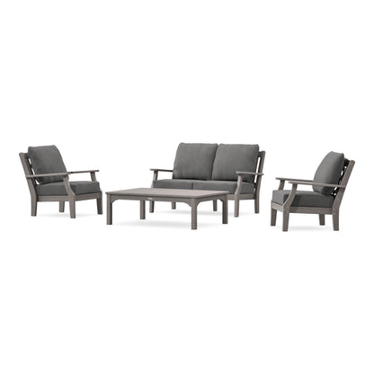 POLYWOOD Chinoiserie 4-Piece Deep Seating Set with Loveseat in Driftwood