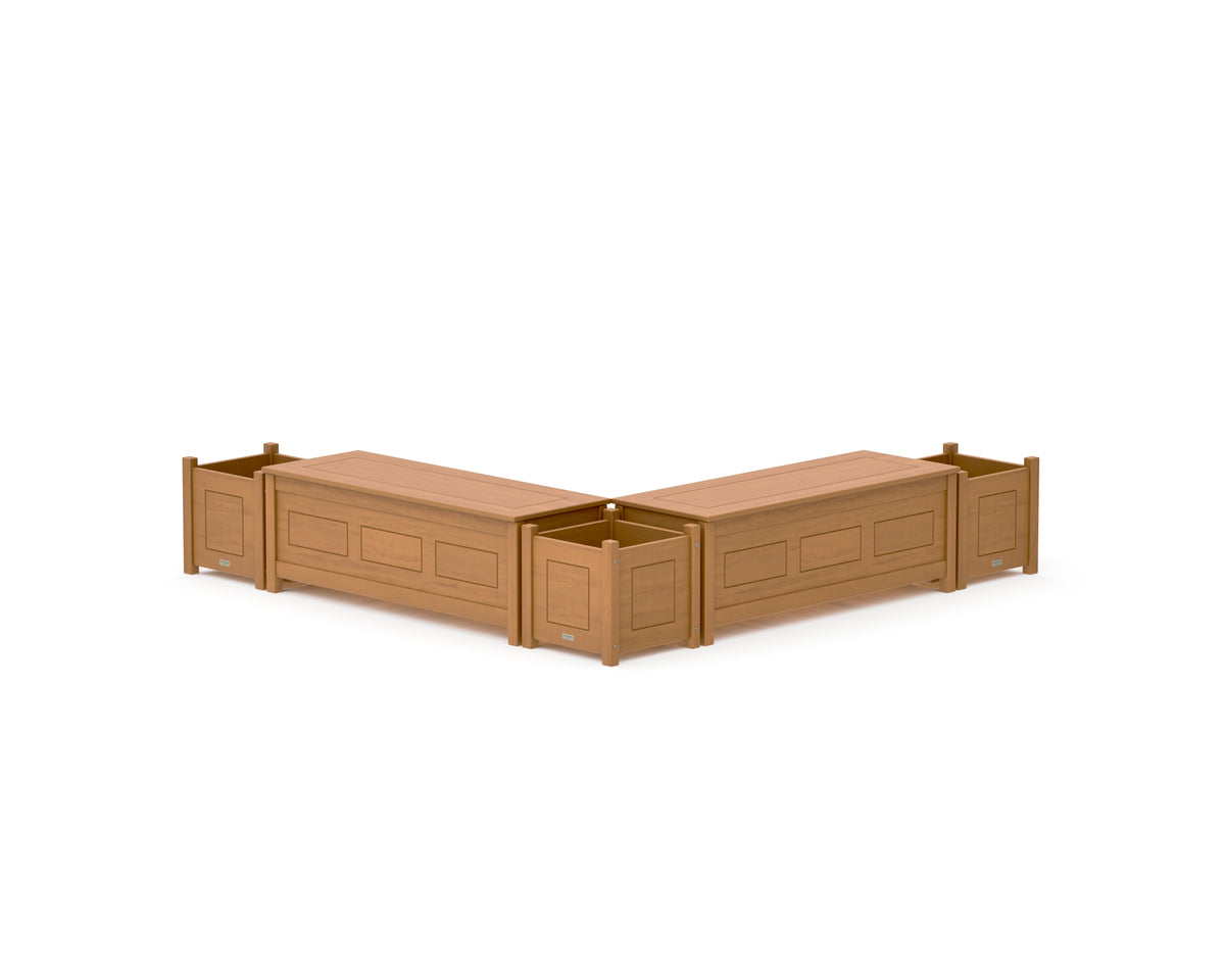 POLYWOOD 48" Country Living L-Shaped Planter Storage Bench Corner Set in Natural