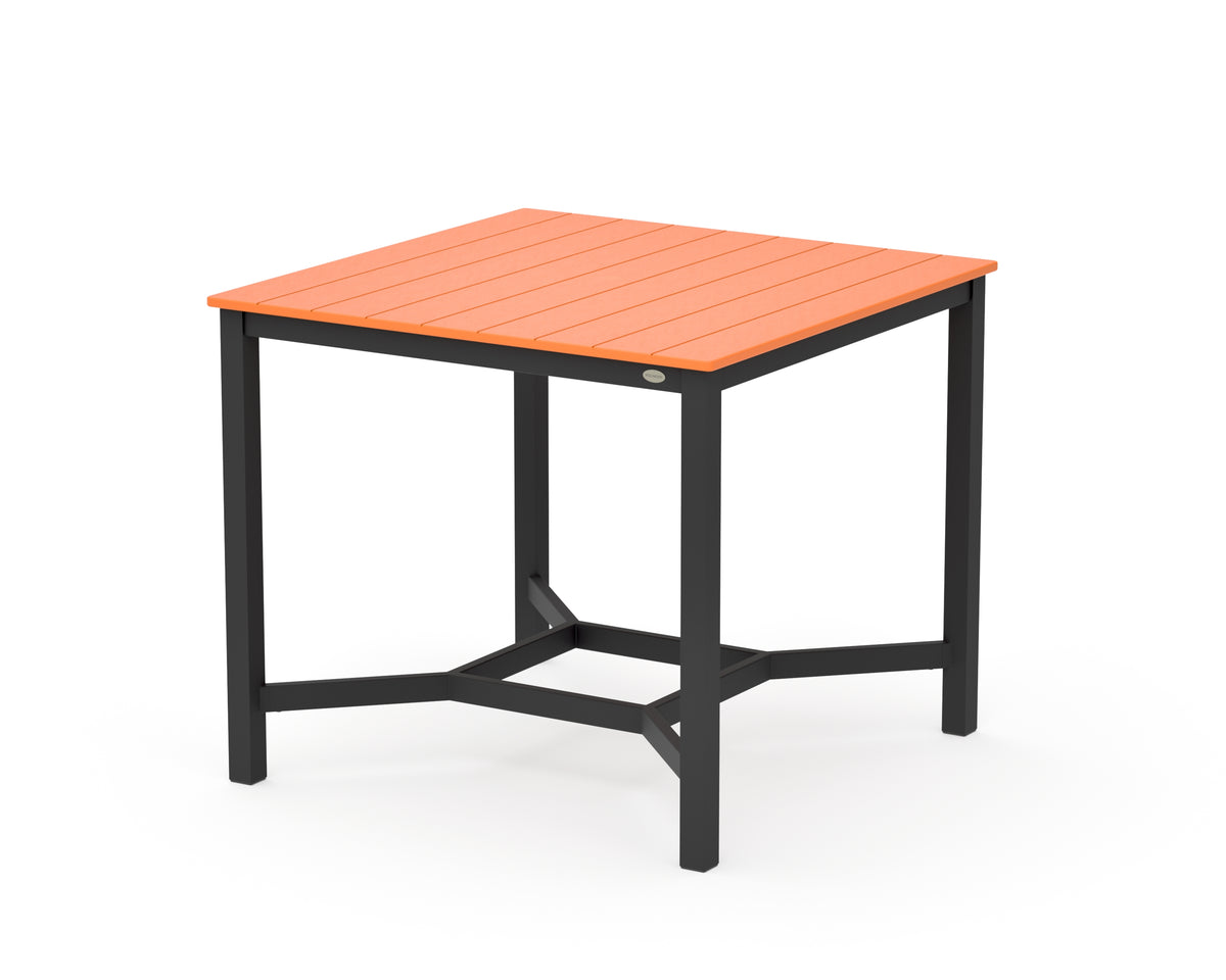 POLYWOOD Main Street 42 x 42 Counter Table in Black / Tangerine