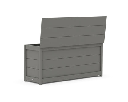 Additional angle of the POLYWOOD 68" Storage Box Table in Slate Grey