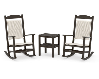POLYWOOD Presidential Woven Rocker 3-Piece Set in Vintage Coffee / White Loom