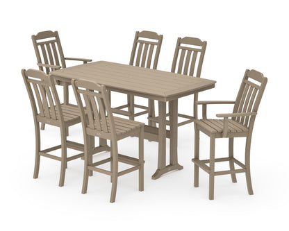 POLYWOOD Cottage 7-Piece Bar Set with Trestle Legs in Vintage Sahara