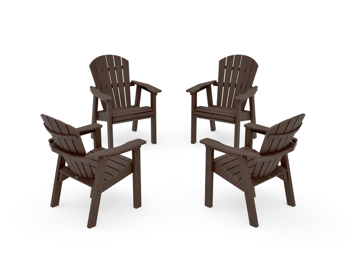 POLYWOOD Seashell 4-Piece Upright Adirondack Conversation Set in Kona