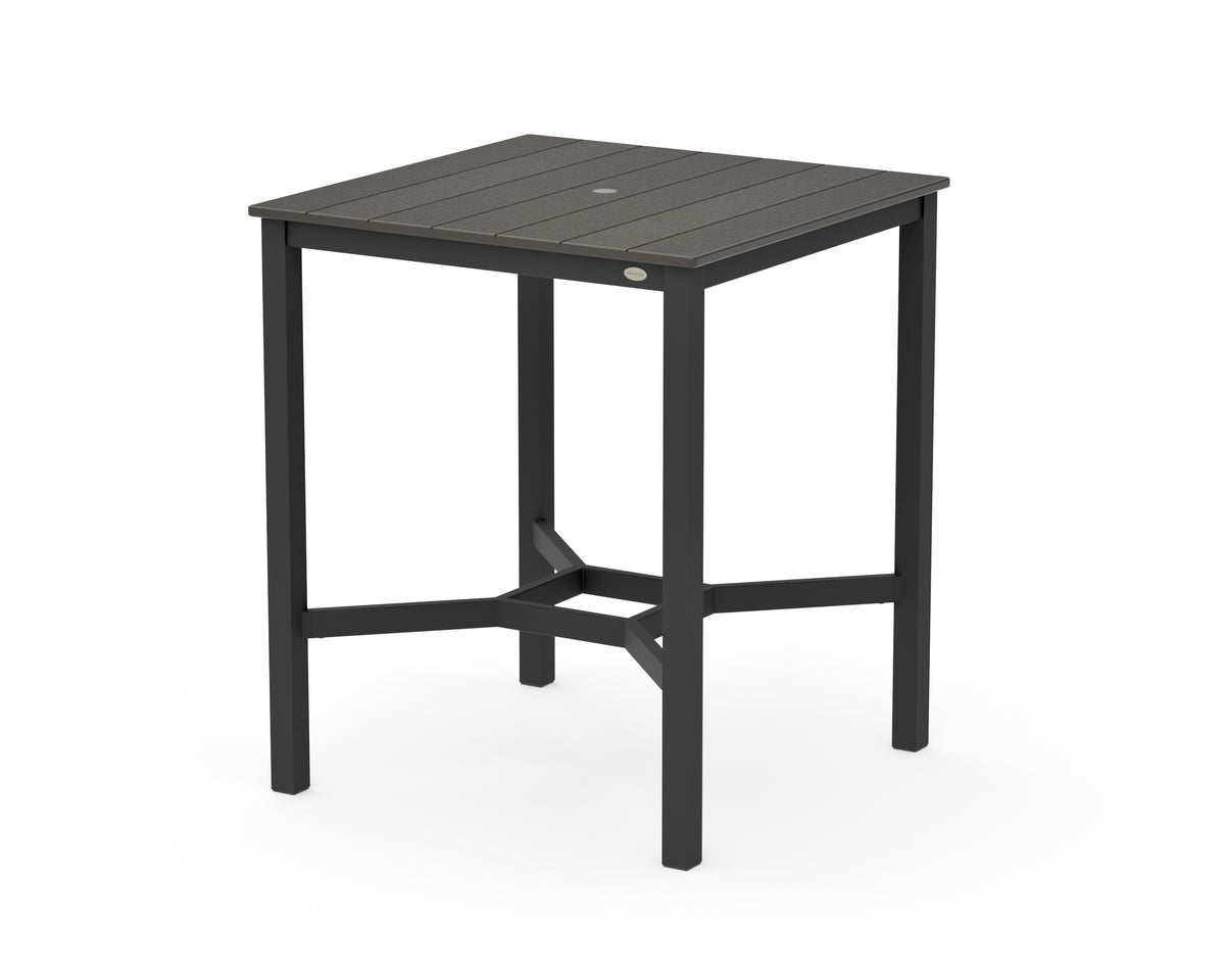 POLYWOOD Main Street 36 x 36 Bar Table in Black / Vintage Coffee