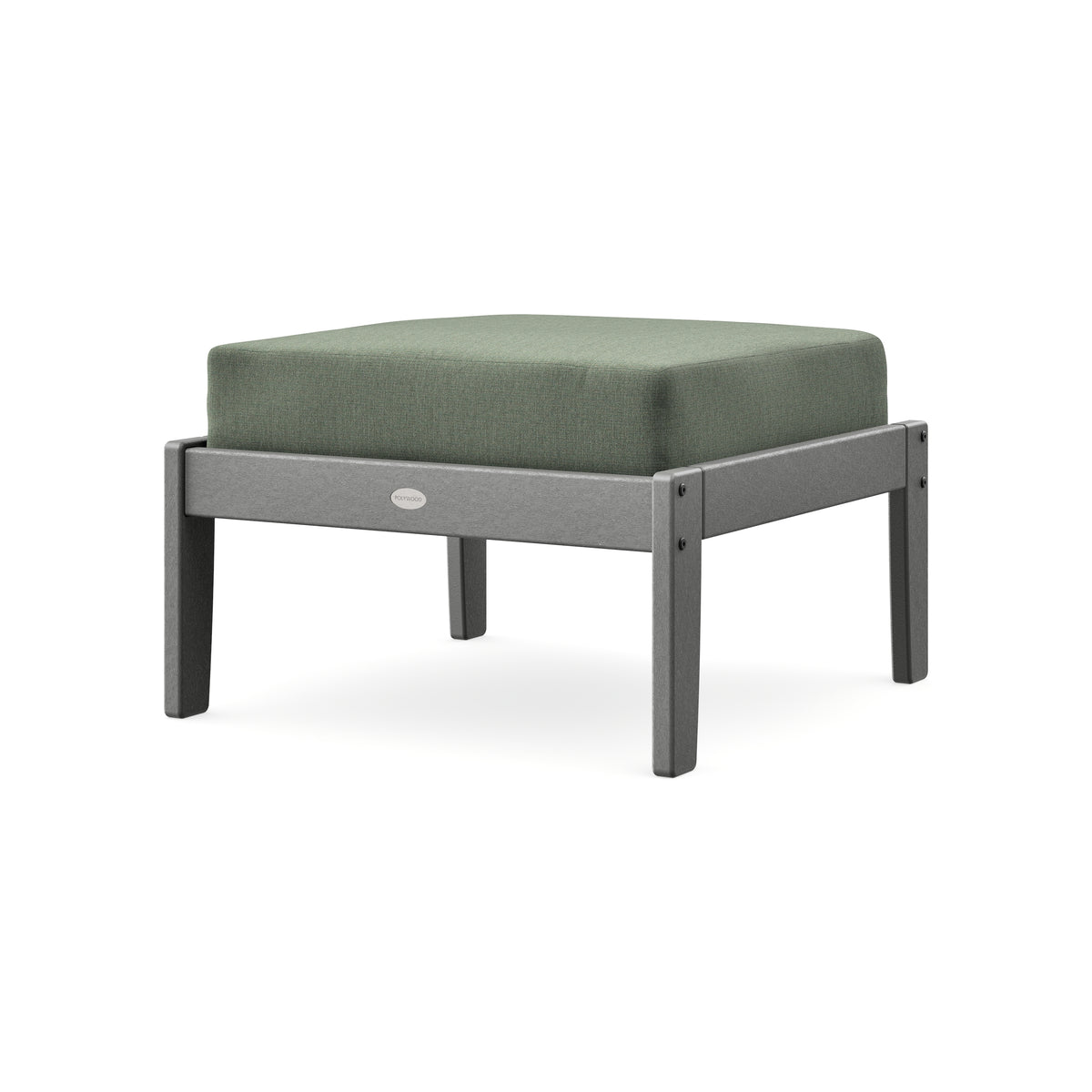 POLYWOOD Braxton Deep Seating Ottoman in Slate Grey / Cast Sage
