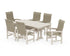 POLYWOOD Coastal Woven High-Back Arm Chair 7-Piece Farmhouse Dining Set with Trestle Legs in Sand / Dune Grass