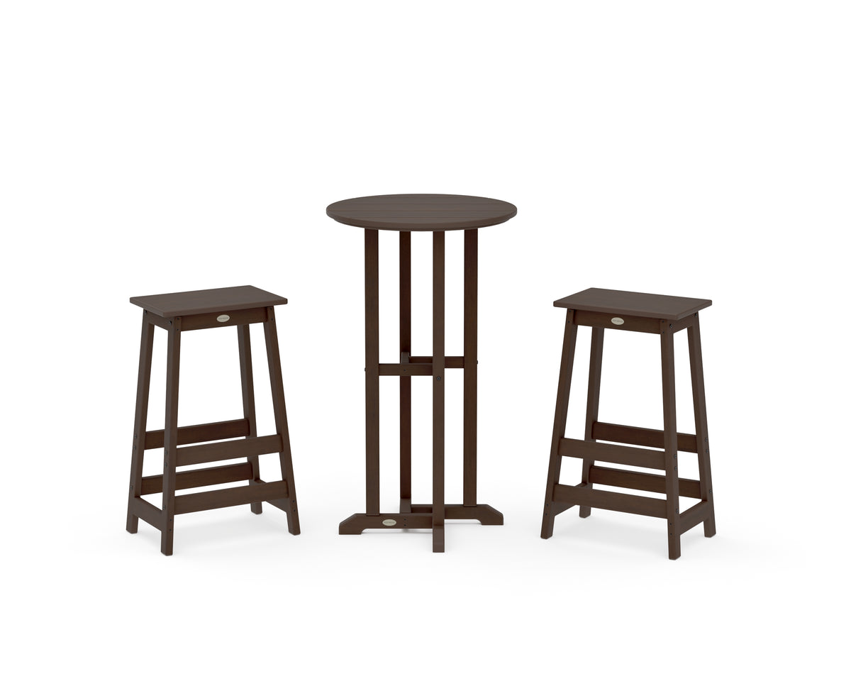 POLYWOOD Modern Studio Bar Stool 3-Piece Bistro Set in Kona
