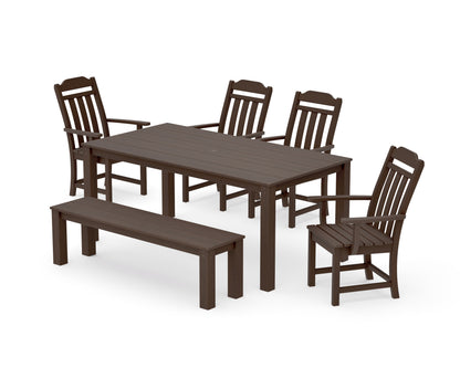 POLYWOOD Cottage 6-Piece Parsons Dining Set with Bench in Kona