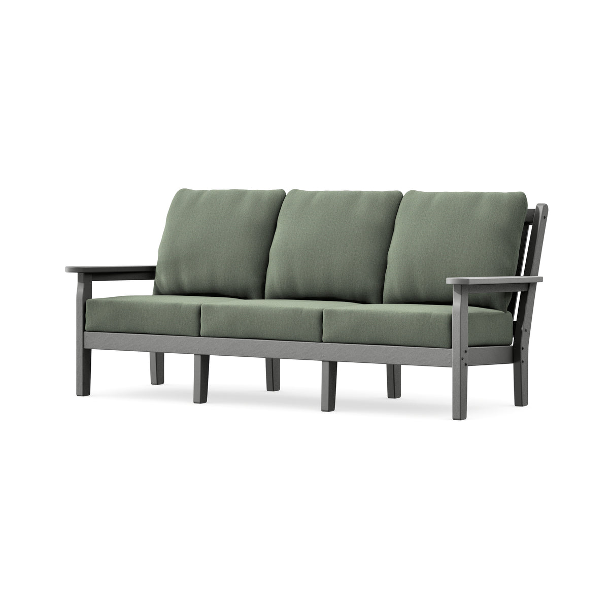 POLYWOOD Chippendale Deep Seating Sofa in Slate Grey / Cast Sage
