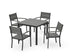 POLYWOOD Main Street 5-Piece Dining Set with Main Street 36" x 36" Dining Table in Black / Slate Grey
