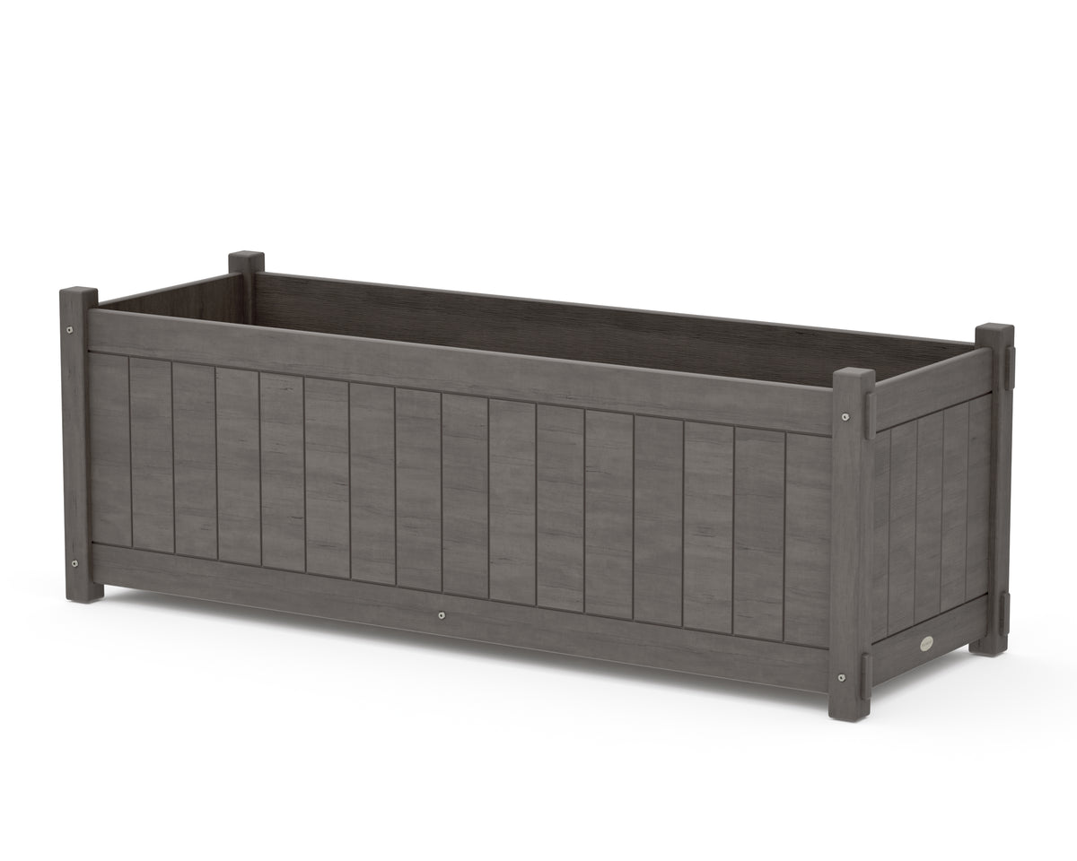 POLYWOOD Vineyard Large Rectangle Triple Planter Box in Driftwood