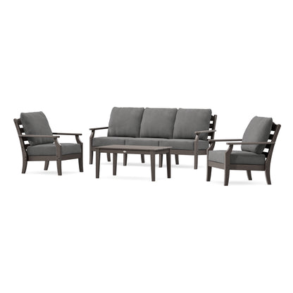 POLYWOOD Savannah 4-Piece Deep Seating Set with Sofa in Vintage Coffee