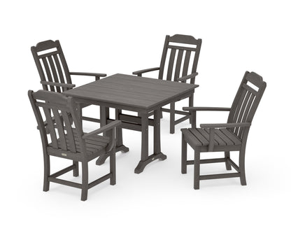 POLYWOOD Cottage 5-Piece Farmhouse Dining Set with Trestle Legs in Driftwood