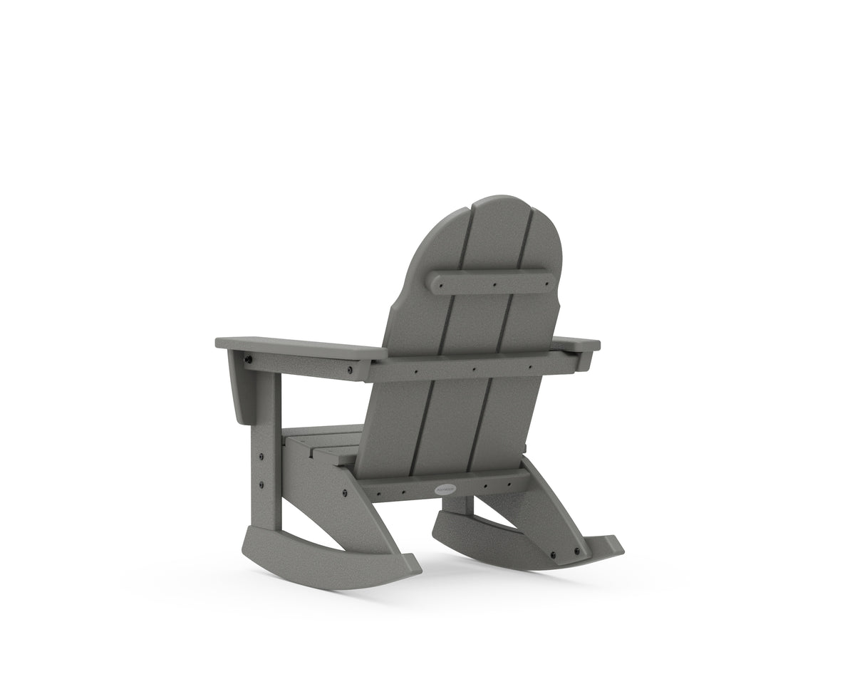 Additional angle of the POLYWOOD Kids Vineyard Adirondack Rocking Chair in Slate Grey