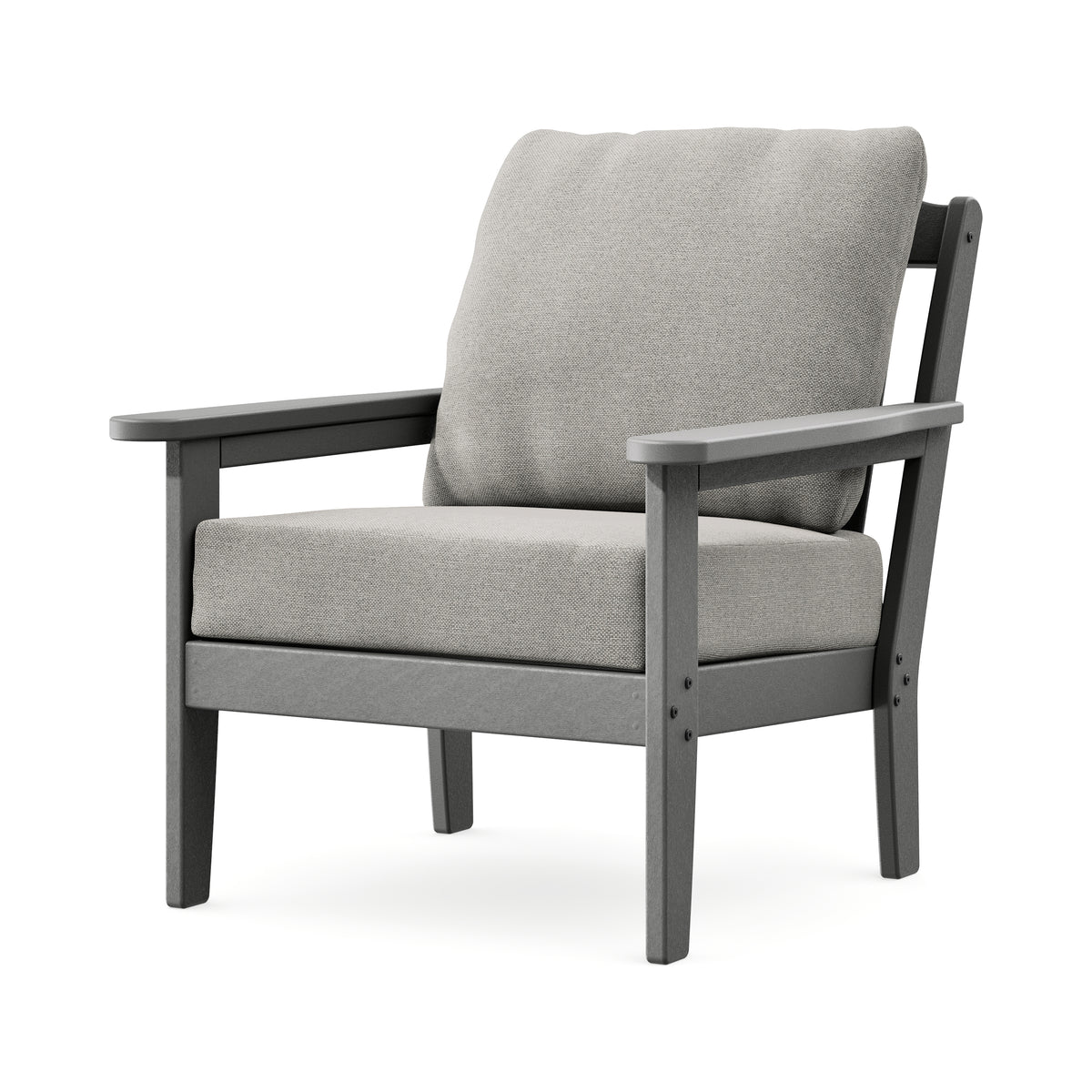 POLYWOOD Cottage Deep Seating Chair in Slate Grey / Weathered Tweed