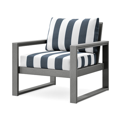POLYWOOD EDGE Club Chair in Slate Grey / Cabana Stripe Marine Indigo