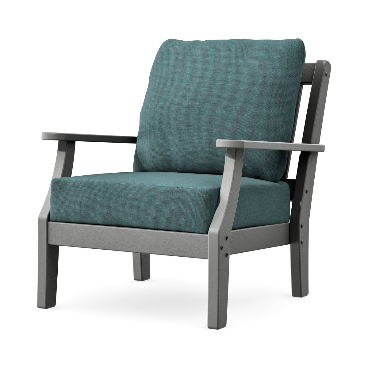 POLYWOOD Chinoiserie Deep Seating Chair in Slate Grey / Ocean Teal