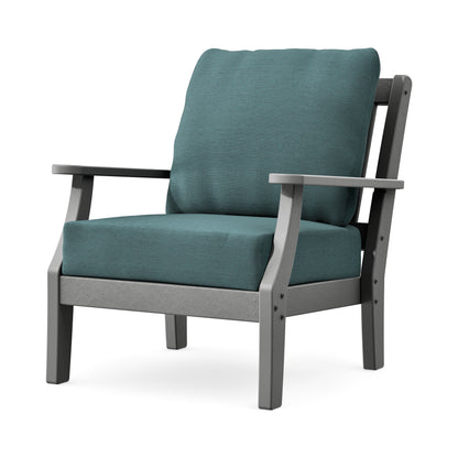 POLYWOOD Chinoiserie Deep Seating Chair in Slate Grey / Ocean Teal
