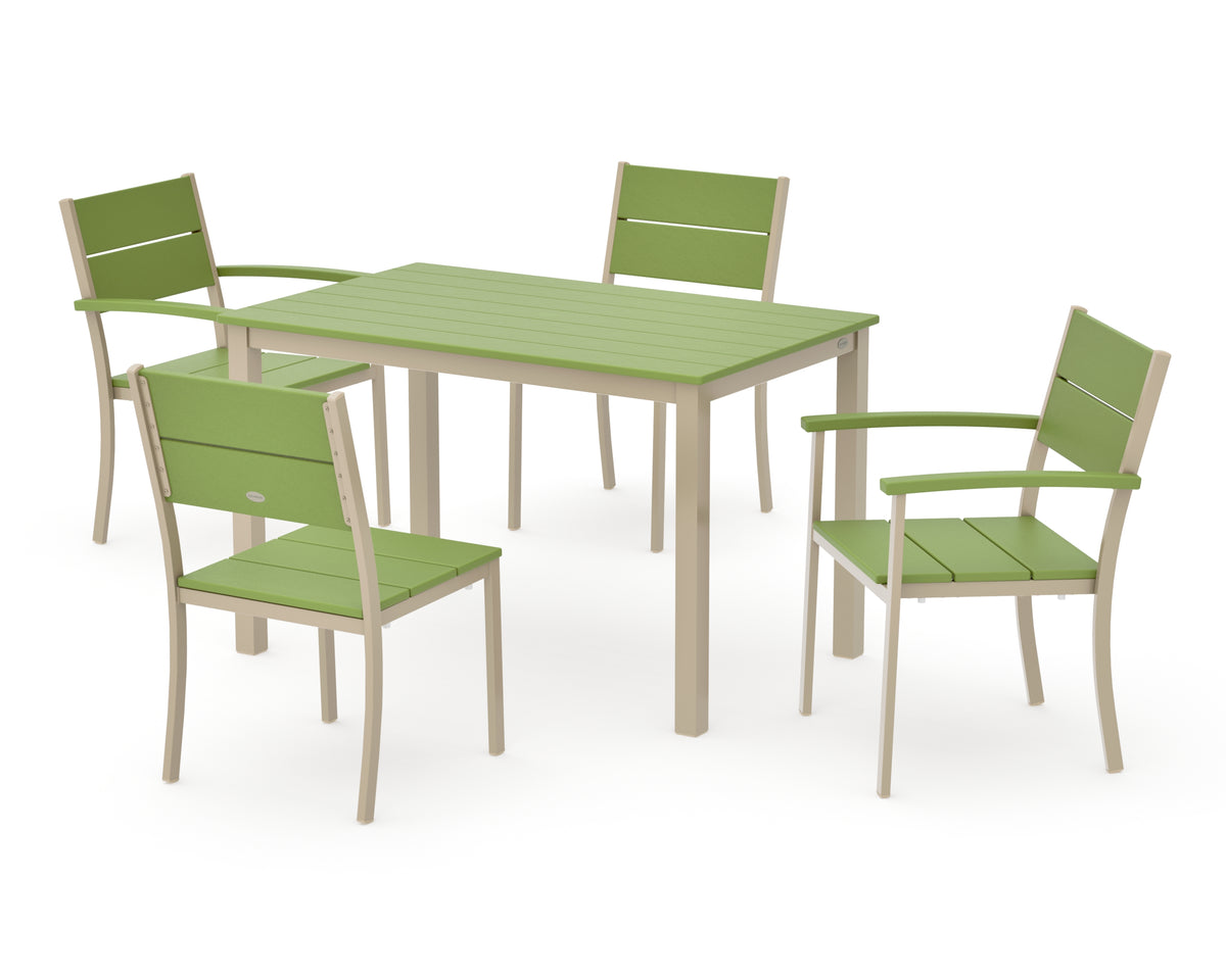POLYWOOD Main Street 5-Piece Dining Set with Main Street 30 x 48 Dining Table in Sand / Lime