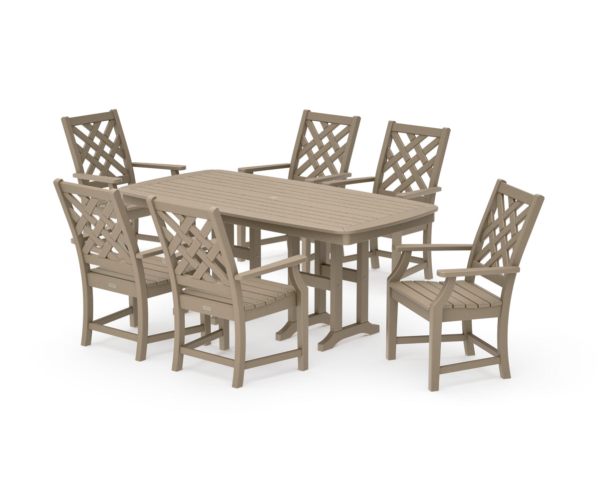 POLYWOOD Wovendale Arm Chair 7-Piece Dining Set in Vintage Sahara