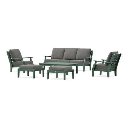 POLYWOOD Chinoiserie 6-Piece Lounge Sofa Set in Green